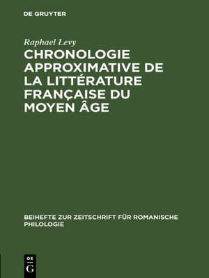 cover image of Chronologie approximative de la littérature française du moyen âge